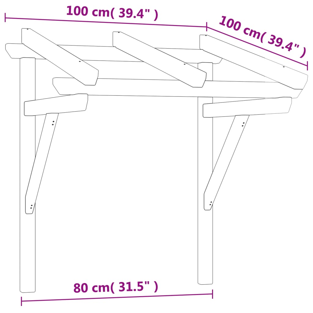 Deurluifel 200x100x100 cm massief grenenhout