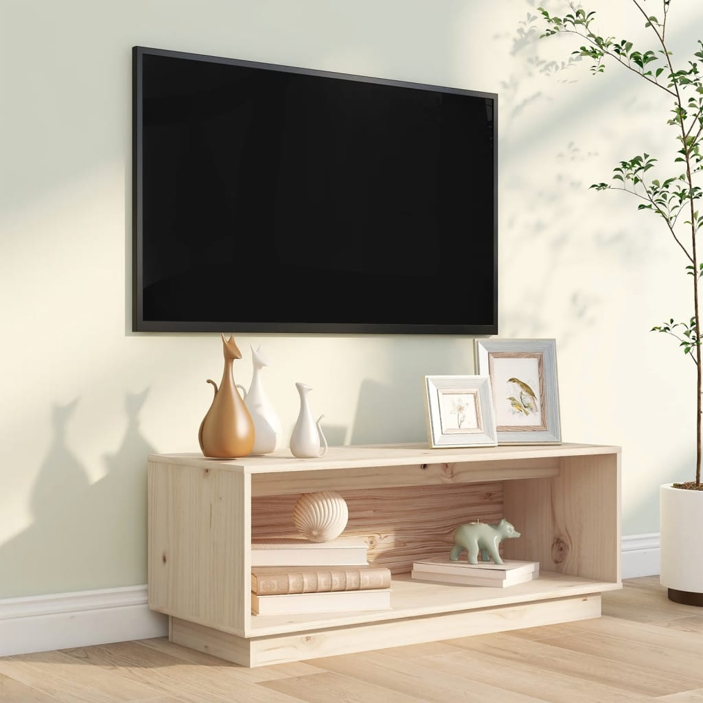 Meuble TV 90x35x35 cm en bois de pin massif