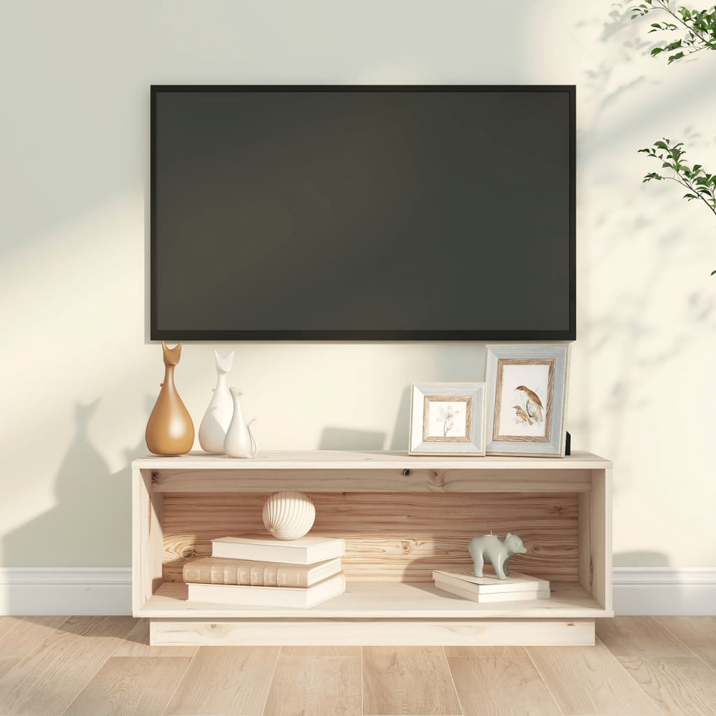 Meuble TV 90x35x35 cm en bois de pin massif