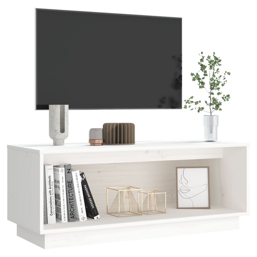 Meuble TV 90x35x35 cm en bois de pin massif