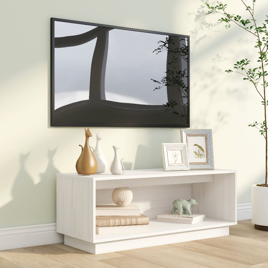 Meuble TV 90x35x35 cm en bois de pin massif