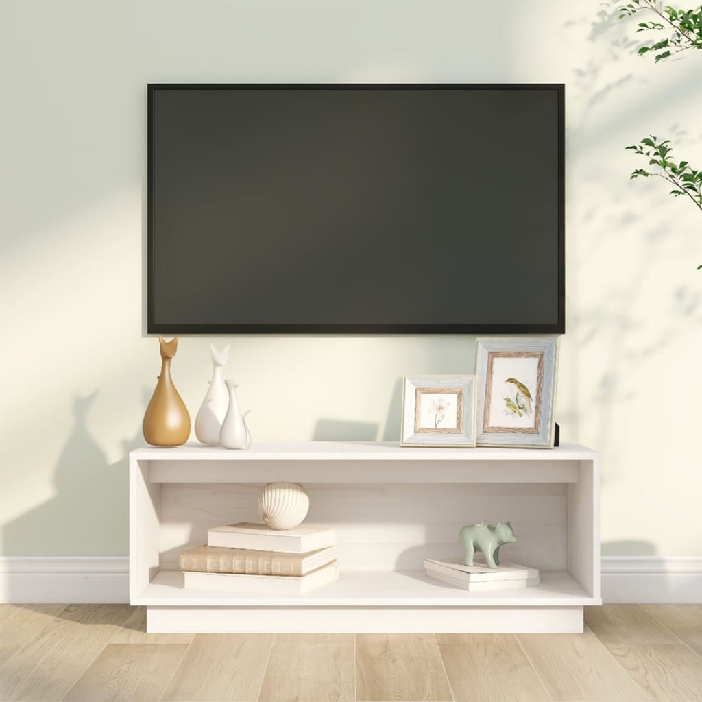 Meuble TV 90x35x35 cm en bois de pin massif