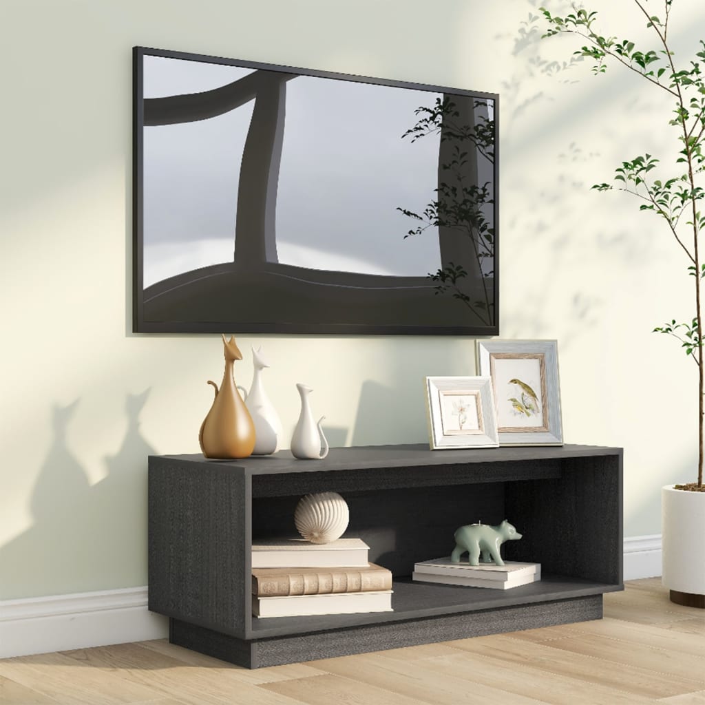 Meuble TV 90x35x35 cm en bois de pin massif