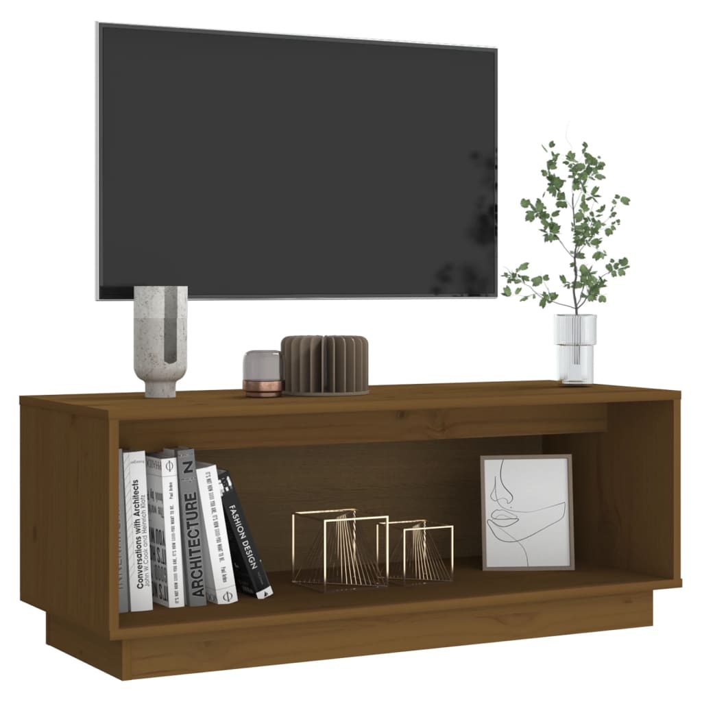 Meuble TV 90x35x35 cm en bois de pin massif