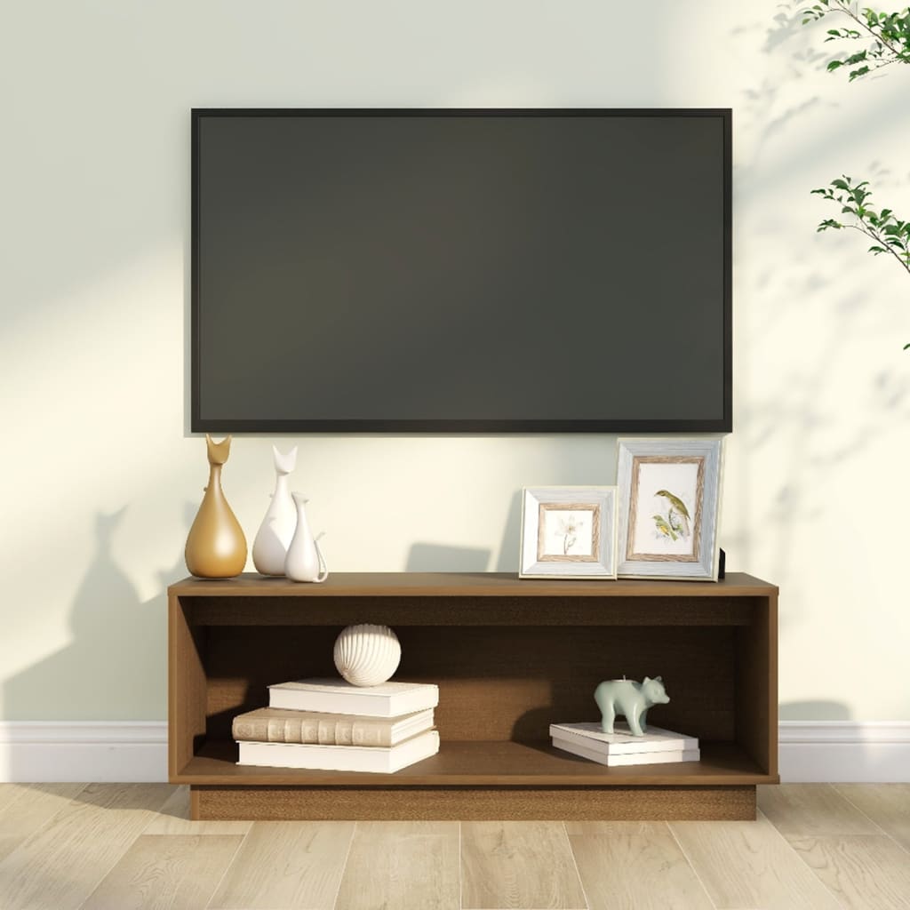 Meuble TV 90x35x35 cm en bois de pin massif