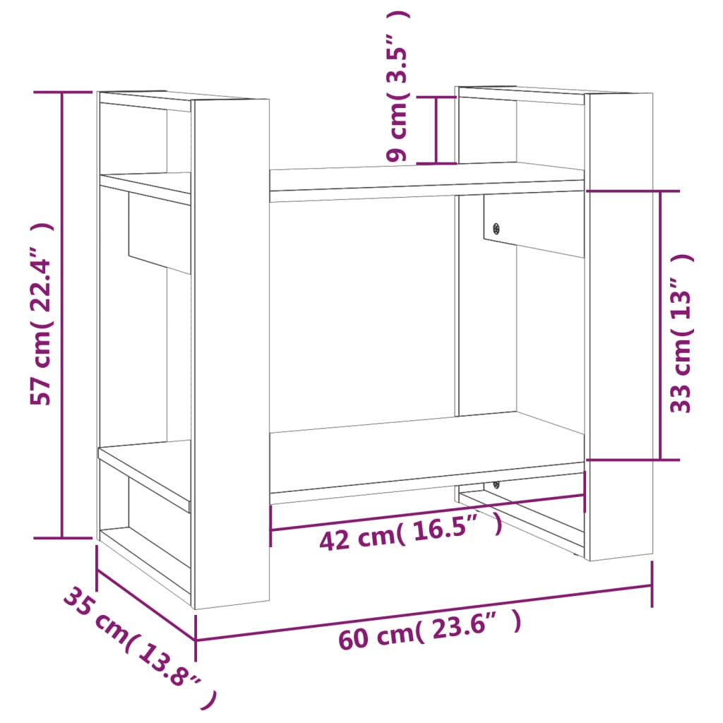 Boekenkast/kamerscherm 60x35x57 cm massief grenenhout