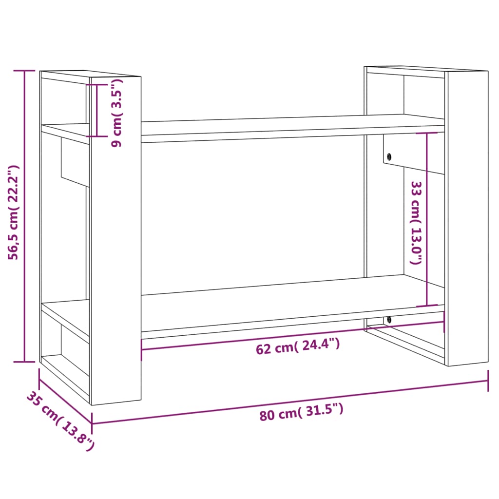 Bibliothèque/paravent 80x35x56,5 cm bois massif