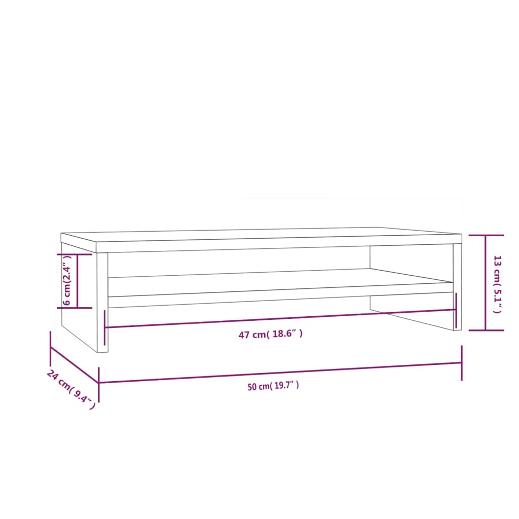 Support pour écran 50x24x13 cm en bois de pin massif