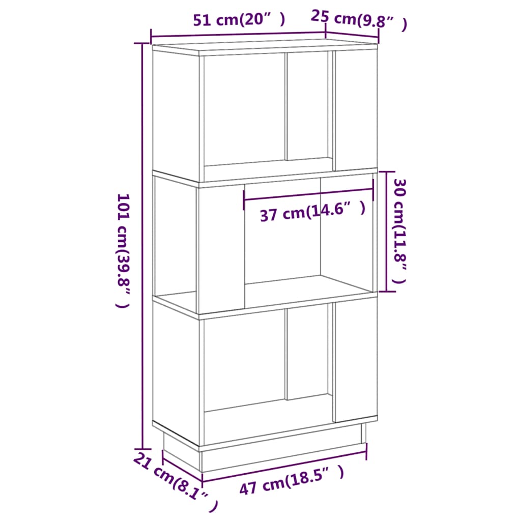 Boekenkast/kamerscherm 51x25x101 cm massief grenenhout