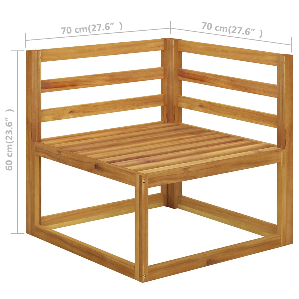 Ensemble de salon 5 pièces avec coussins en bois d'acacia massif