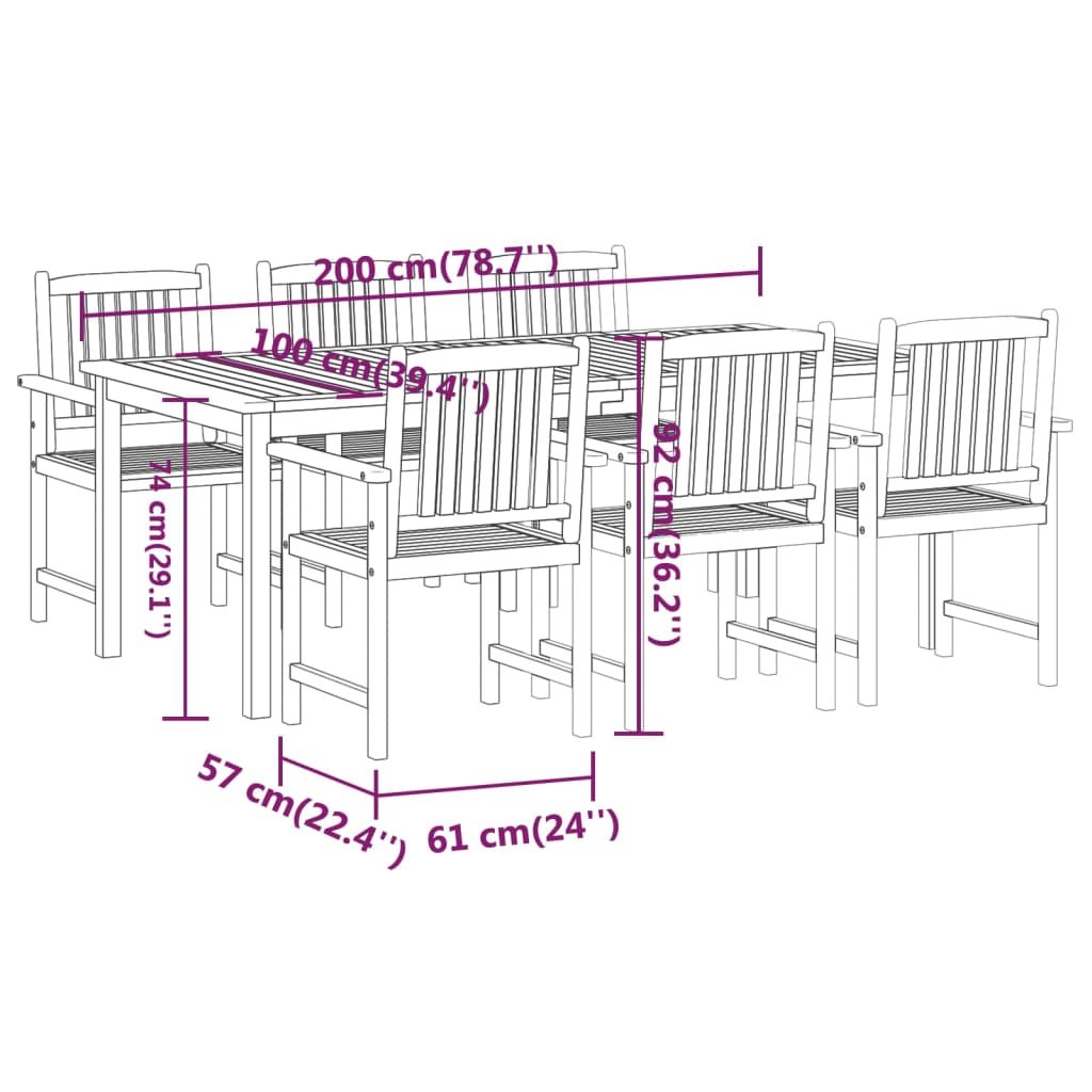 9-delige Tuinset massief acaciahout