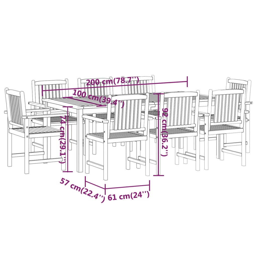 9-delige Tuinset massief acaciahout