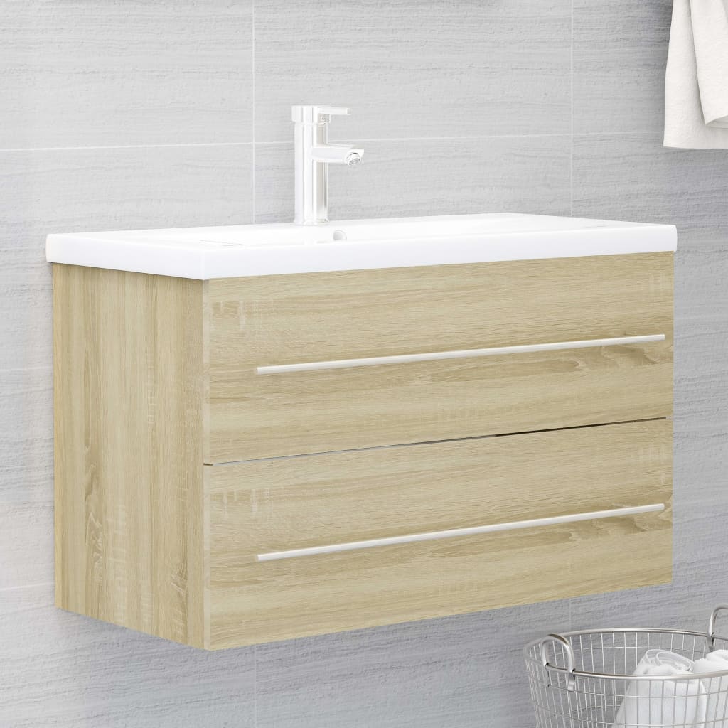 Meuble vasque avec lavabo intégré, fabriqué en bois