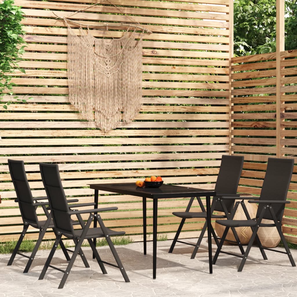 7-delige Tuinset poly rattan zwart