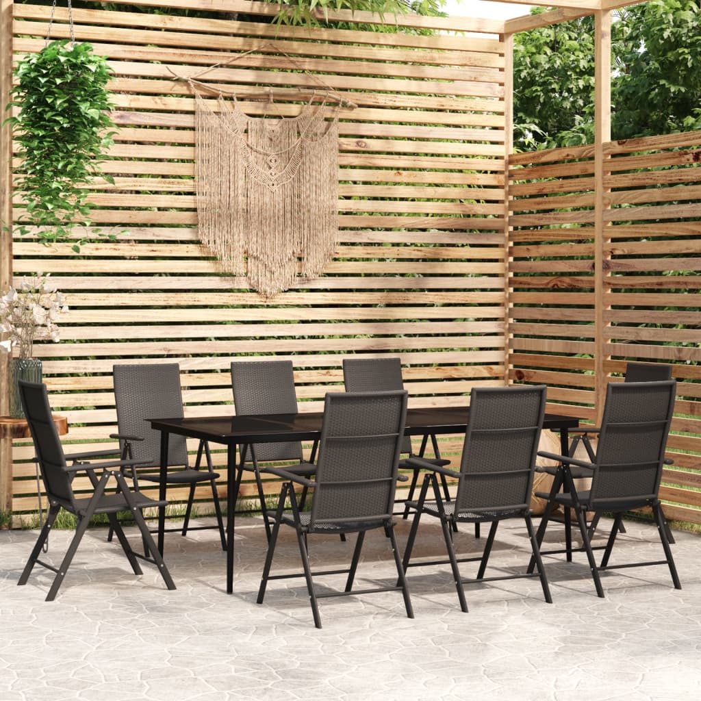 7-delige Tuinset poly rattan zwart