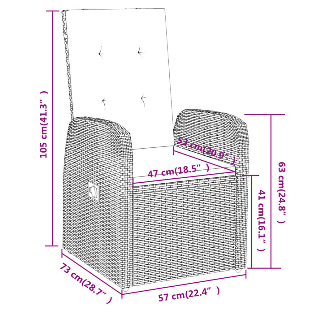 Ensemble de jardin 5 pièces avec coussins gris