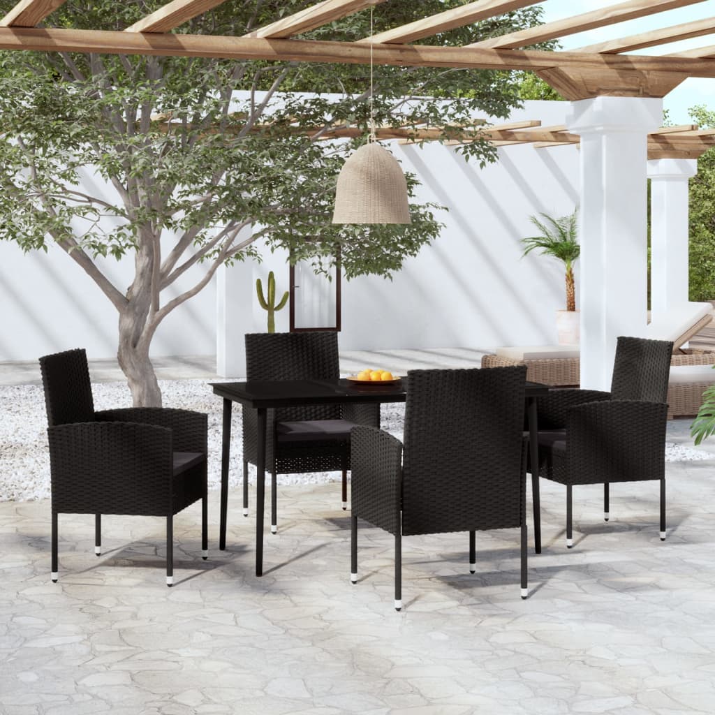 5-delige Tuinset met kussens poly rattan