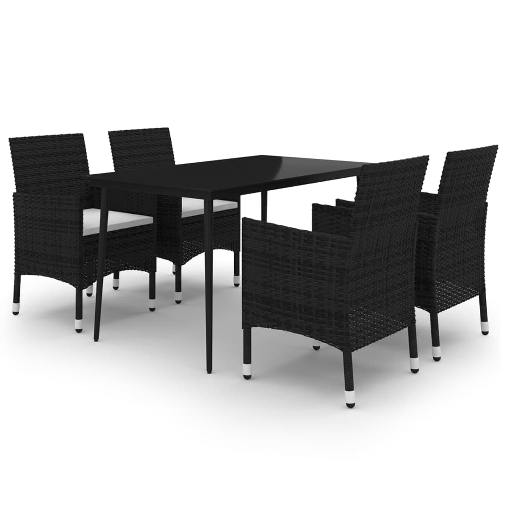 3-delige Tuinset met kussens poly rattan glas