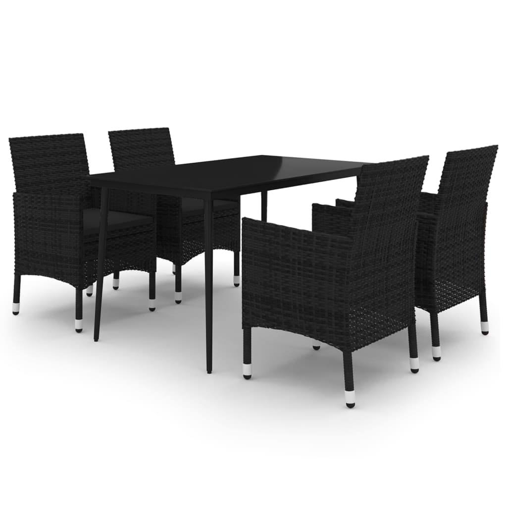 3-delige Tuinset met kussens poly rattan glas