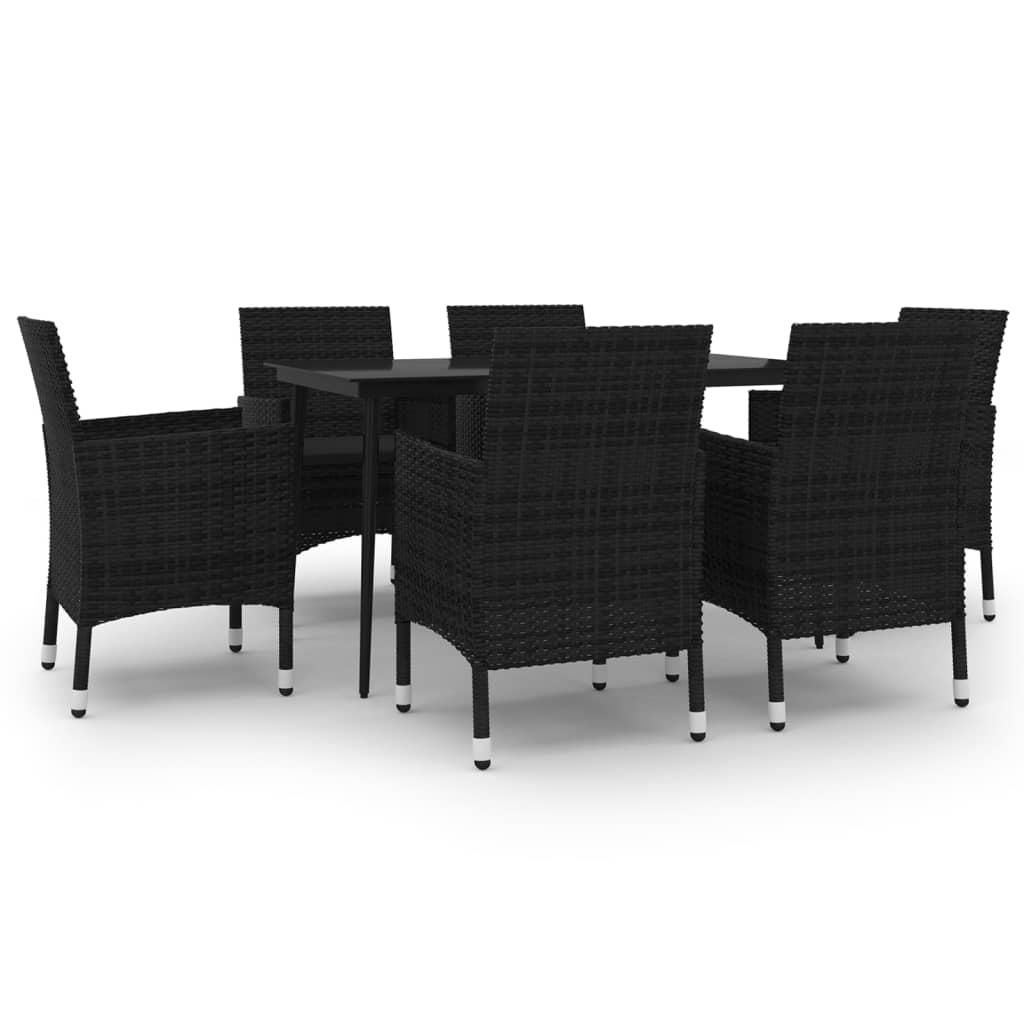 3-delige Tuinset met kussens poly rattan glas