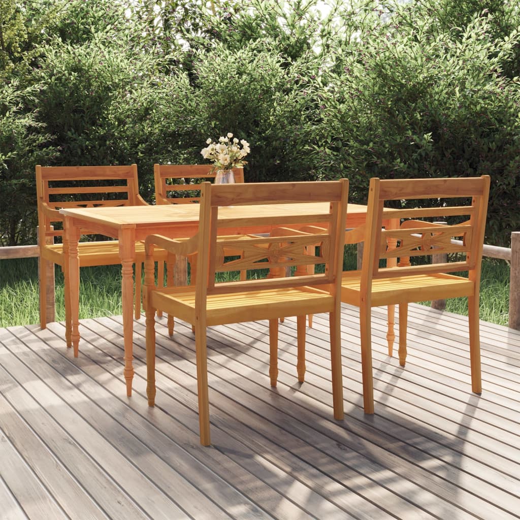 Salon de jardin 5 pièces avec coussins en bois de teck massif