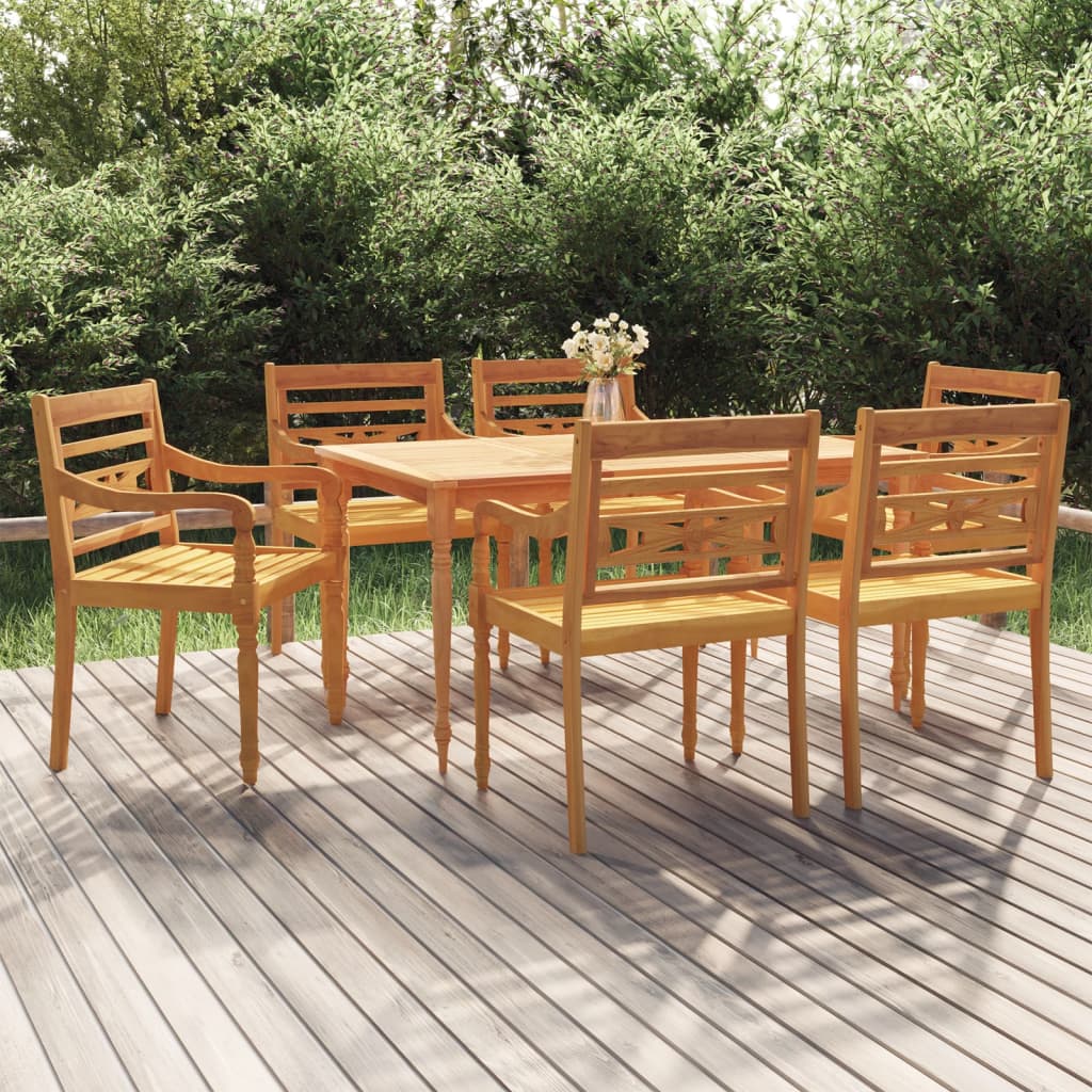 Salon de jardin 5 pièces avec coussins en bois de teck massif