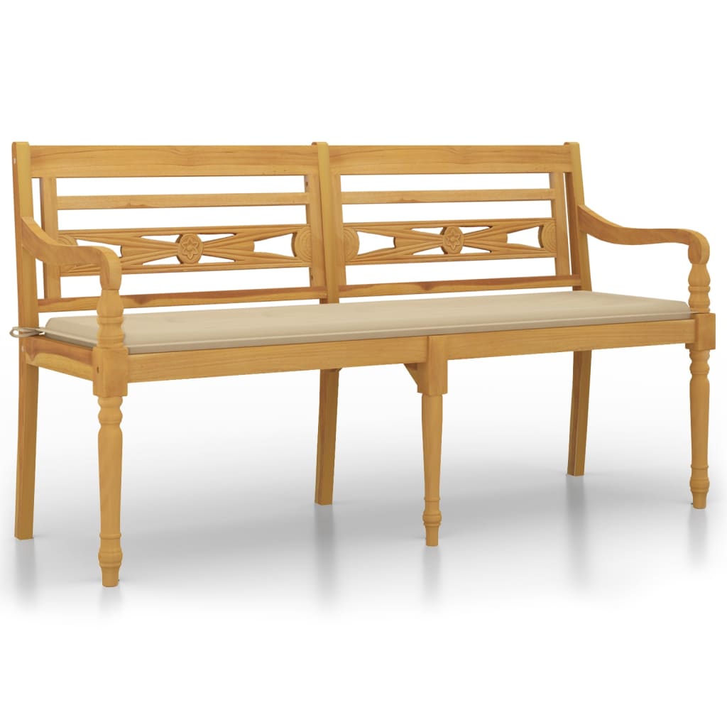 Banc Batavia avec coussin 150 cm teck massif