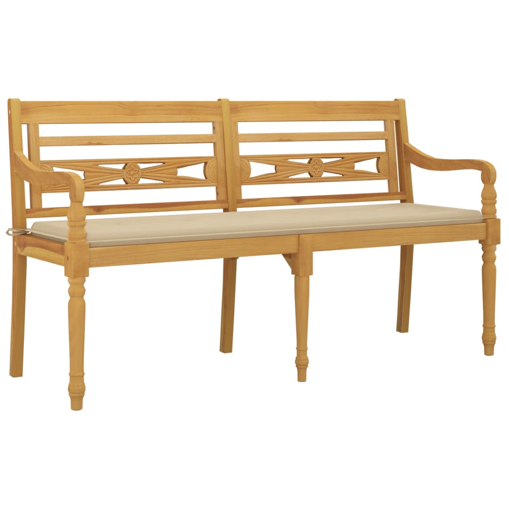 Banc Batavia avec coussin 150 cm teck massif