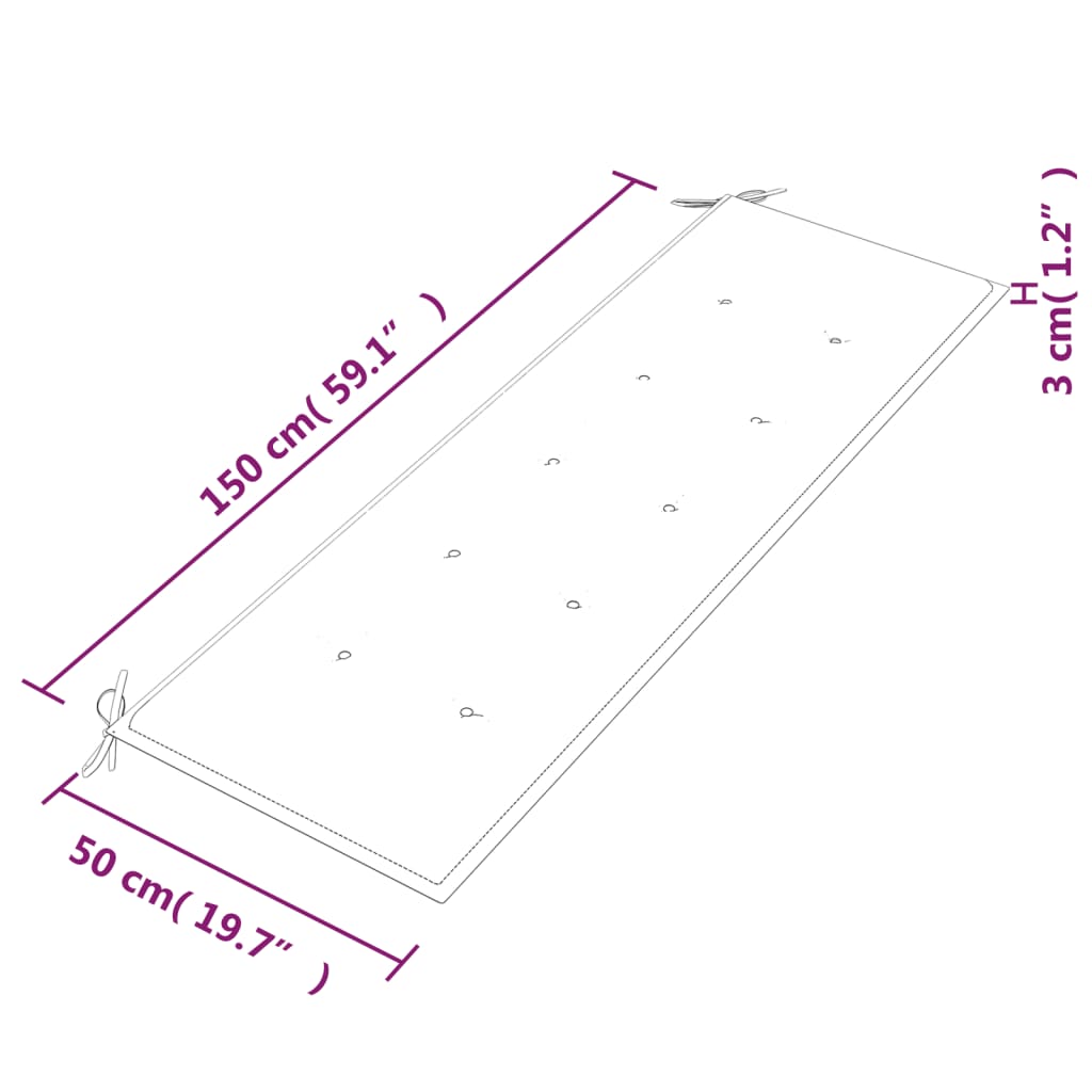 Banc Batavia avec coussin 150 cm teck massif