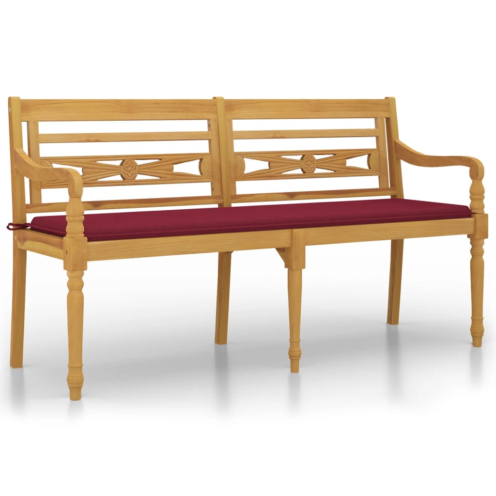 Banc Batavia avec coussin 150 cm teck massif