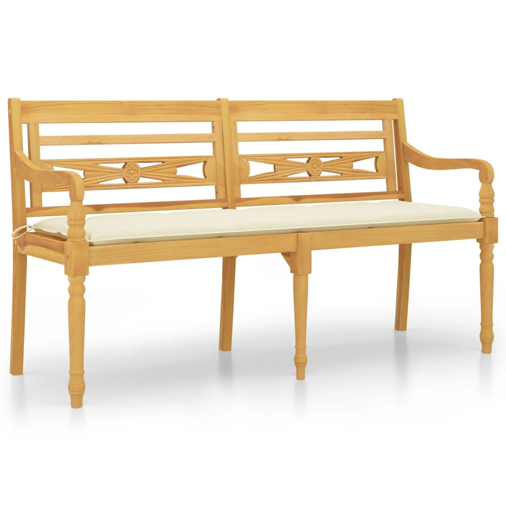 Banc Batavia avec coussin 150 cm teck massif