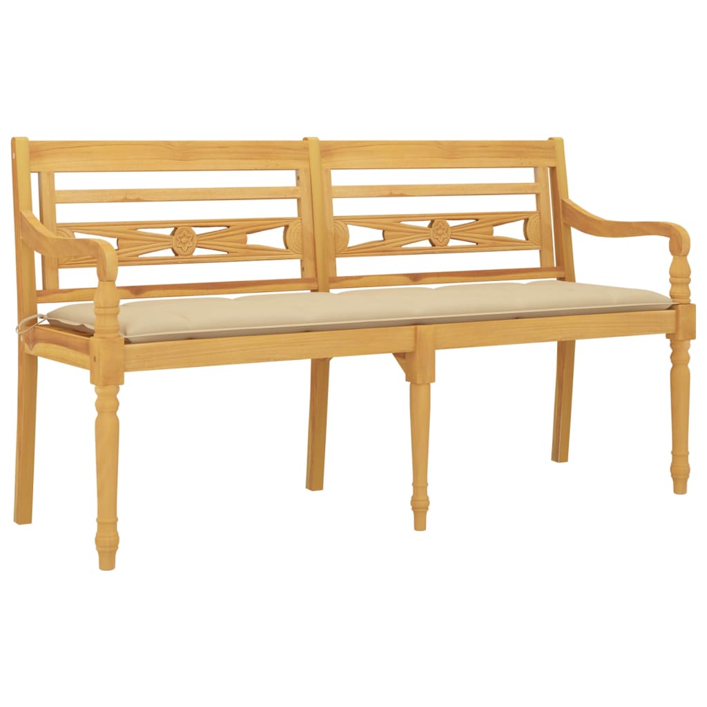 Banc Batavia avec coussin 150 cm teck massif