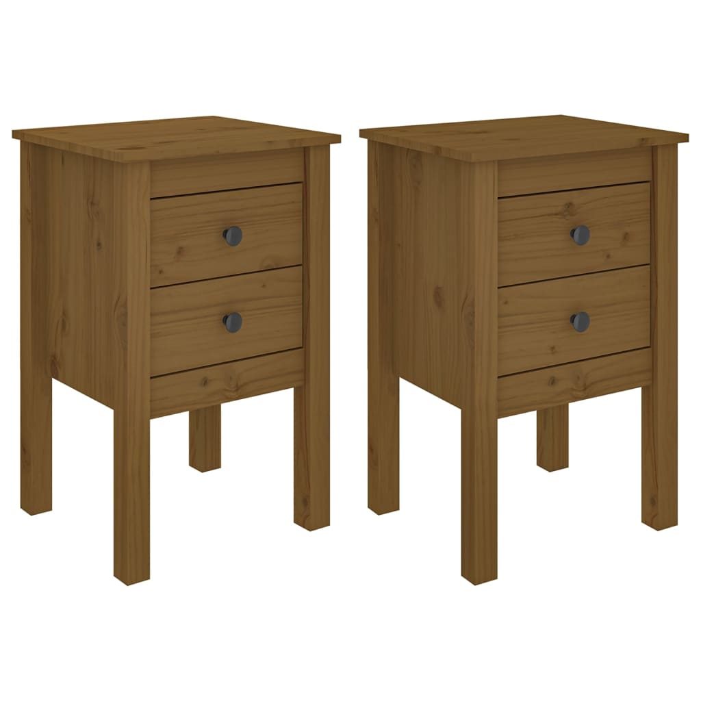 Tables de chevet 2 pcs 40x35x61,5 cm en bois de pin massif