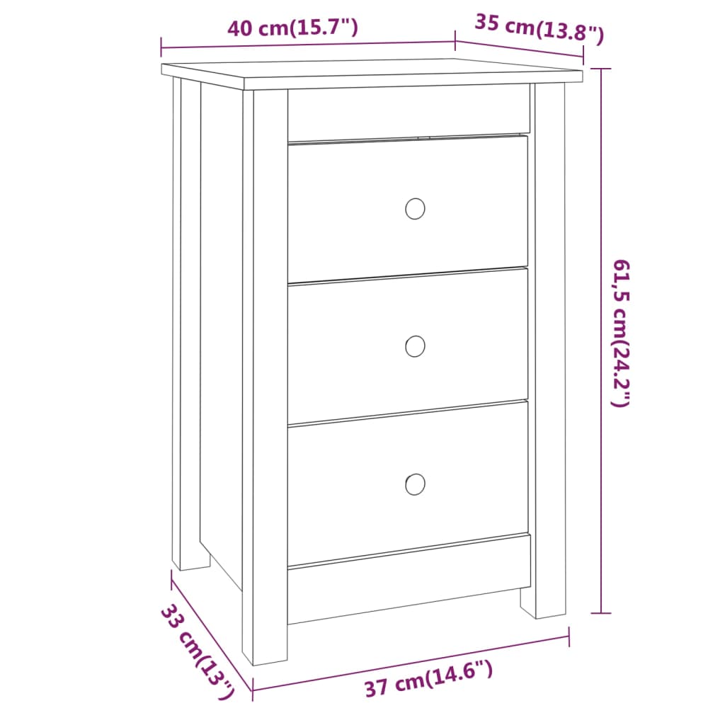 Table de chevet 40x35x61,5 cm en bois de pin massif