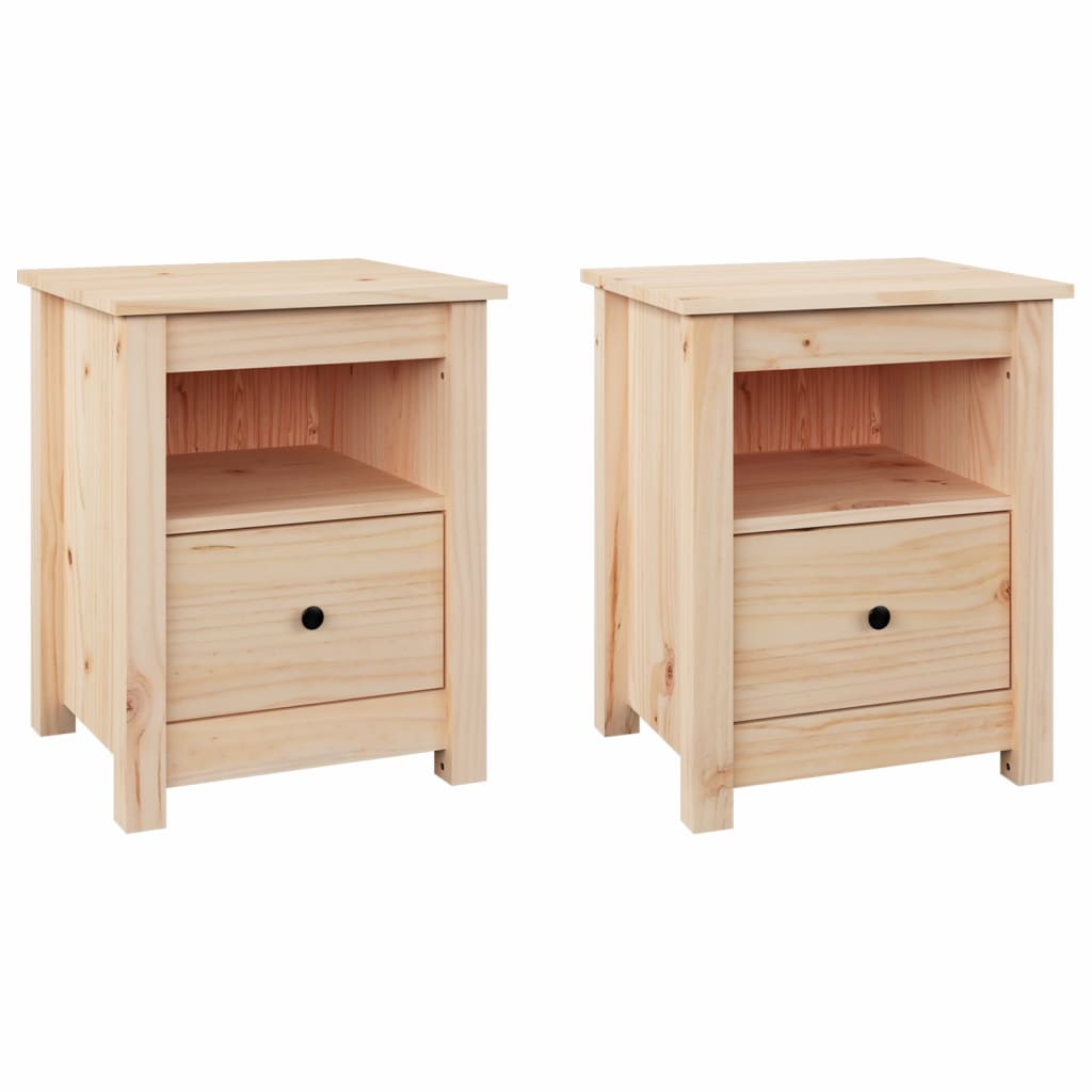 Tables de chevet 2 pcs 40x35x49 cm en bois de pin massif