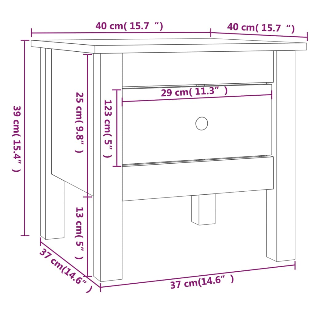 Table d'appoint 50x50x49 cm en bois de pin massif