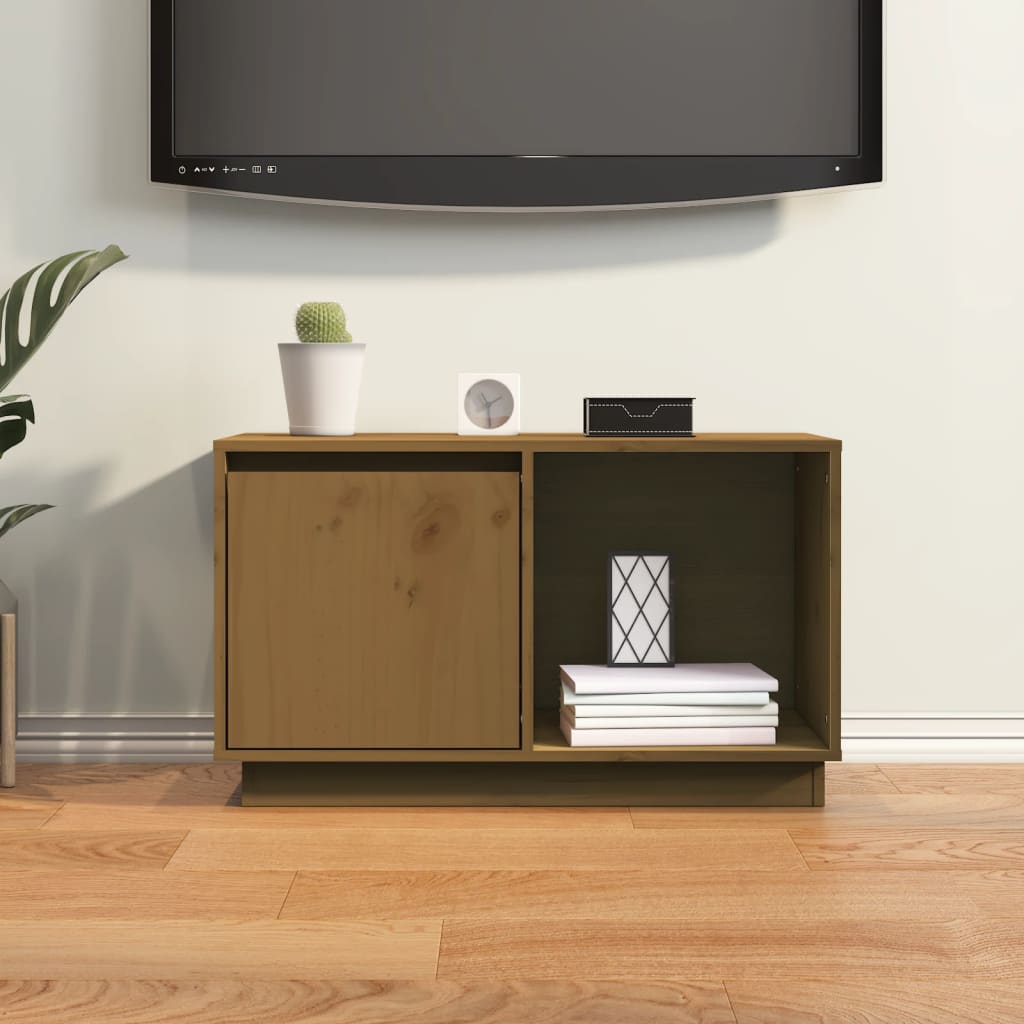 Meuble TV 74x35x44 cm en bois de pin massif