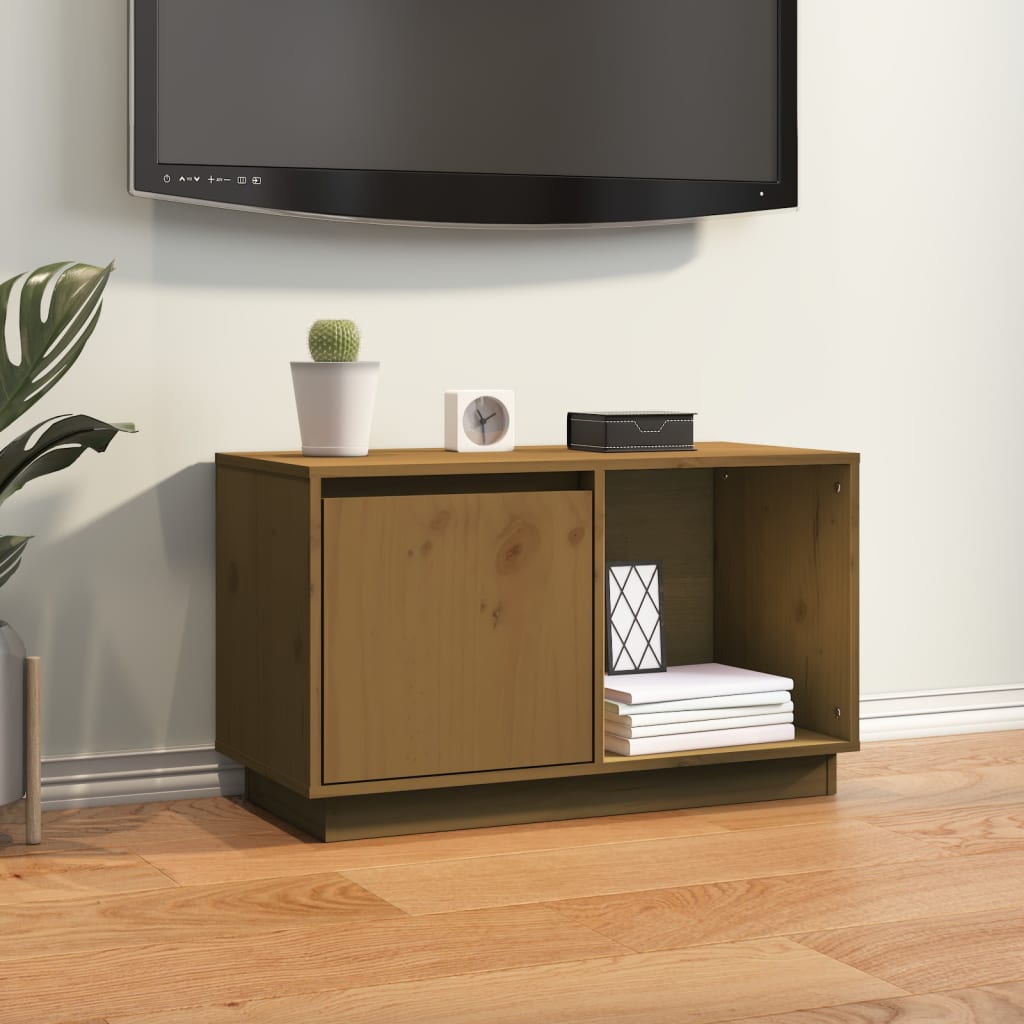 Meuble TV 74x35x44 cm en bois de pin massif