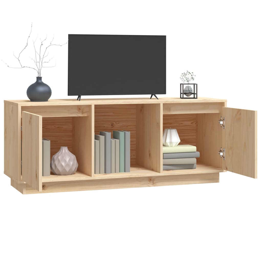 Meuble TV 110,5x35x44 cm en bois de pin massif