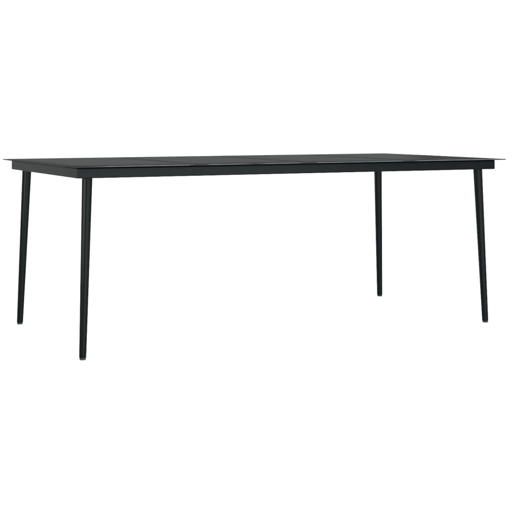 Table de jardin 200x100x74 cm acier et verre noir