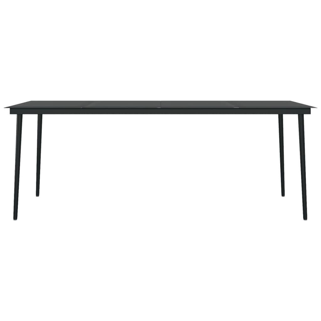 Table de jardin 200x100x74 cm acier et verre noir