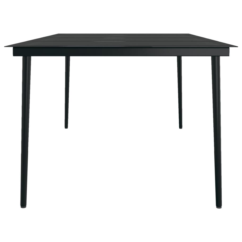 Table de jardin 200x100x74 cm acier et verre noir