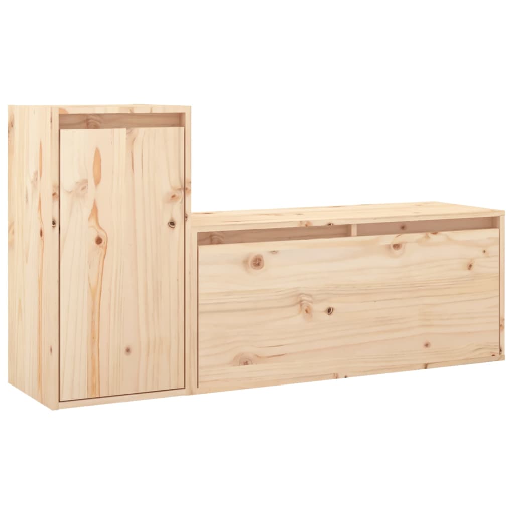 Meuble TV 2 pcs en bois de pin massif