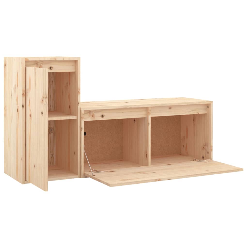 Meuble TV 2 pcs en bois de pin massif