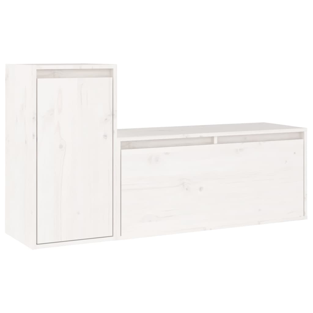 Meuble TV 2 pcs en bois de pin massif