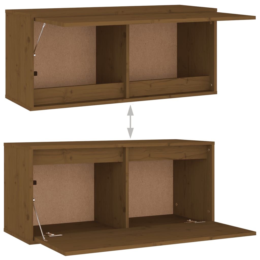 Meuble TV 2 pcs en bois de pin massif