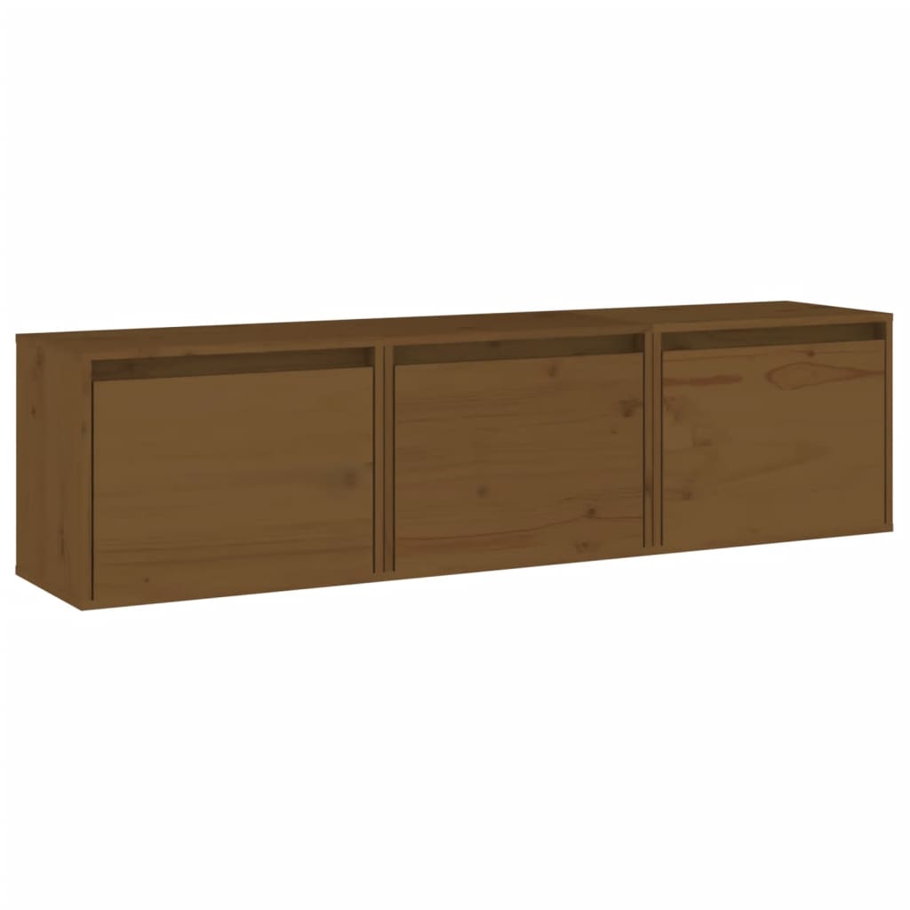 Meuble TV 3 pcs en bois de pin massif