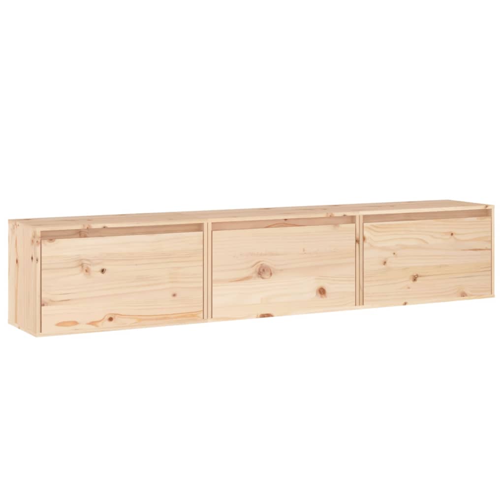 Meuble TV 3 pcs en bois de pin massif