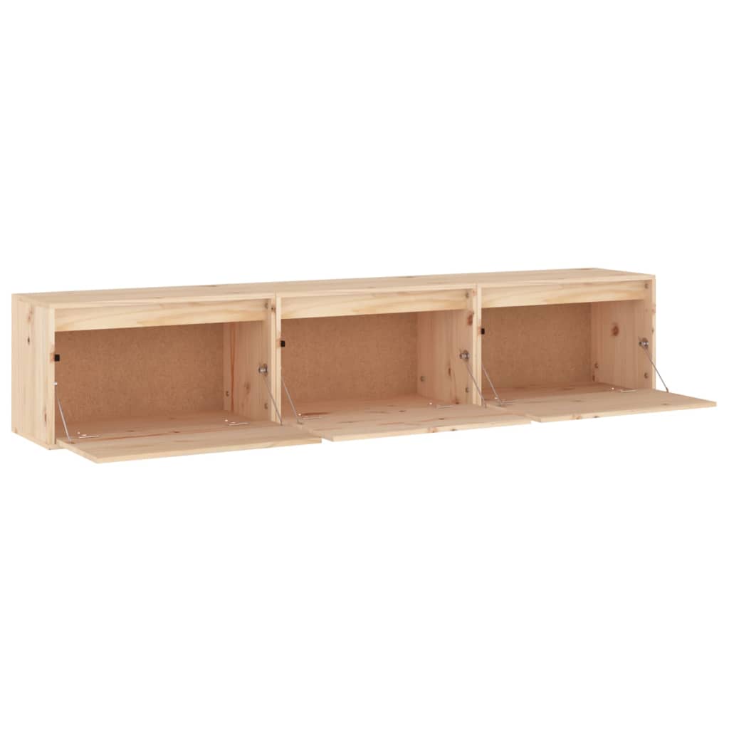 Meuble TV 3 pcs en bois de pin massif