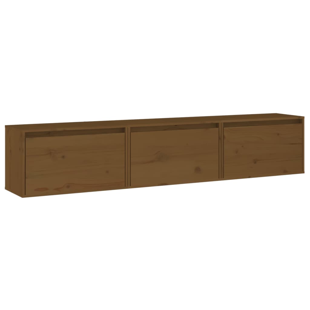 Meuble TV 3 pcs en bois de pin massif